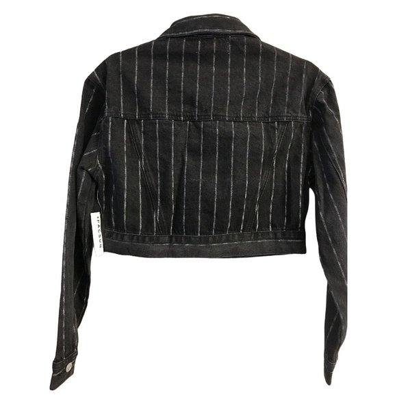 NWT PACSUN Women's Denim Jacket XS/S Black Stripe - Picture 2 of 4
